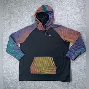 Burton Black Hoodie with Purple and Orange Striped Geo Accents